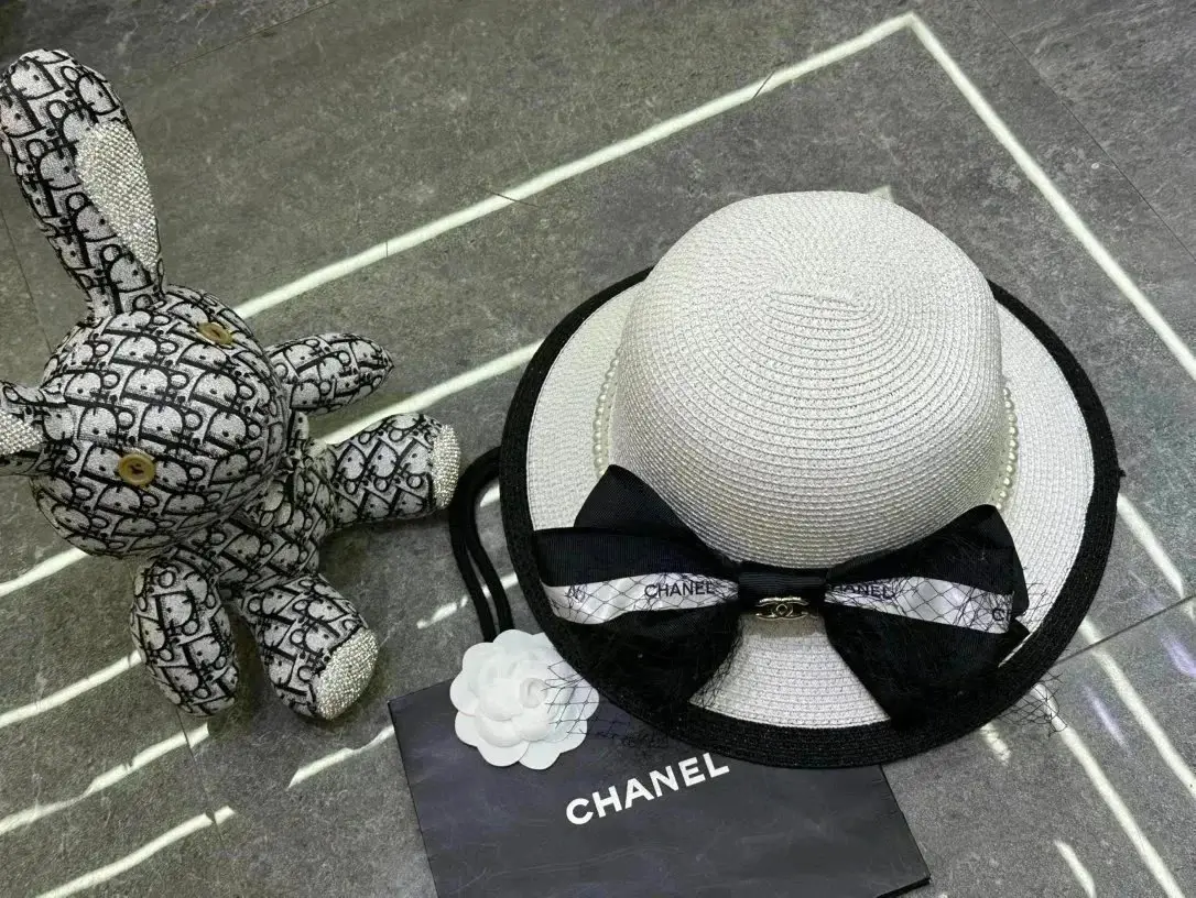 Chanel Bandana Print & Straw Bow Hats [40 styles] 2