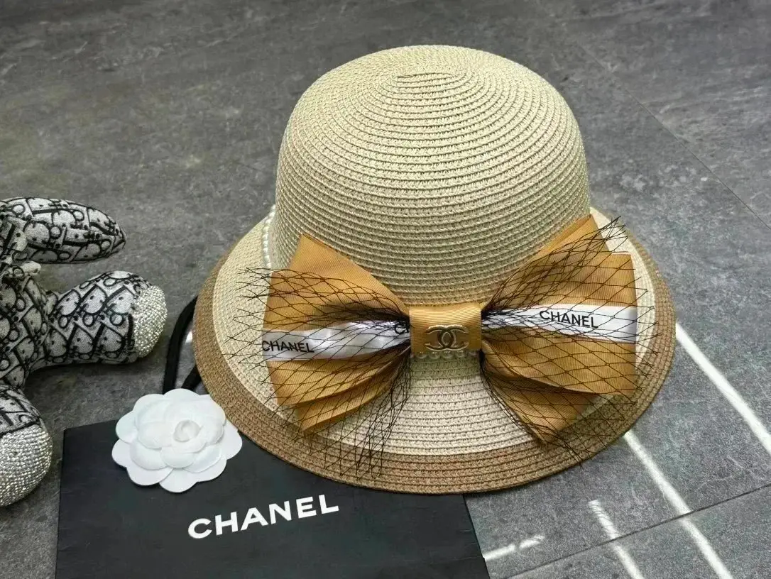 Chanel Bandana Print & Straw Bow Hats [40 styles] 3
